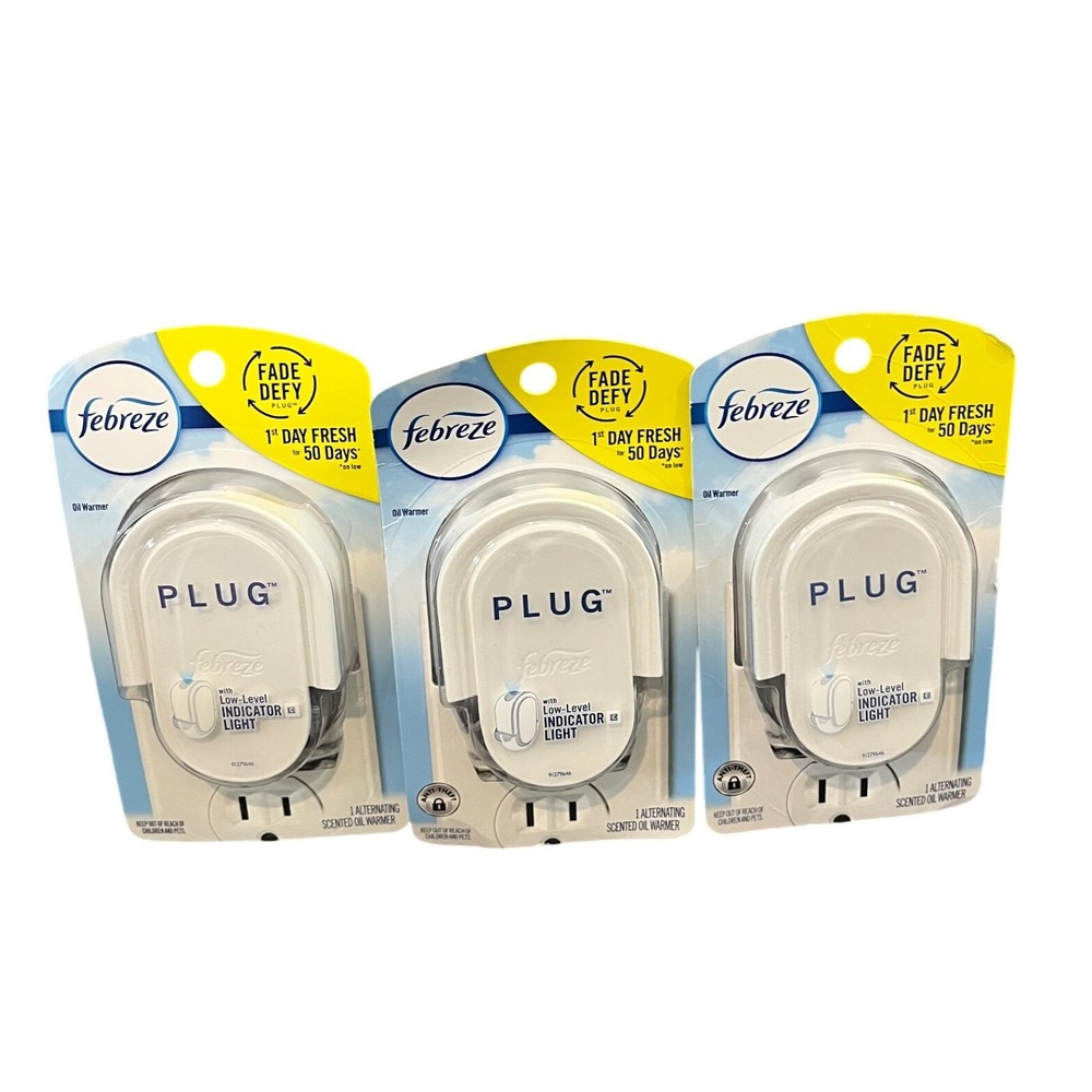 Febreze Plug Oil Warmer Unisex OS White Fade Defy 3 Pack Bundle